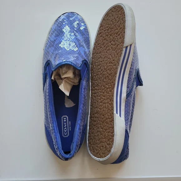 Nwot Coach New York Womens Kivy Slip On Shoes Purple Sequin Round Toe  sz- 9.5 . - Picture 2 of 4